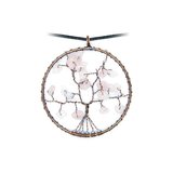 Pandantiv Copacul vietii cu Quartz roz, talisman pentru Iubire